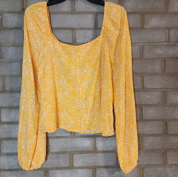 Love Fire Yellow Floral Women's Top - Picture 5 of 6